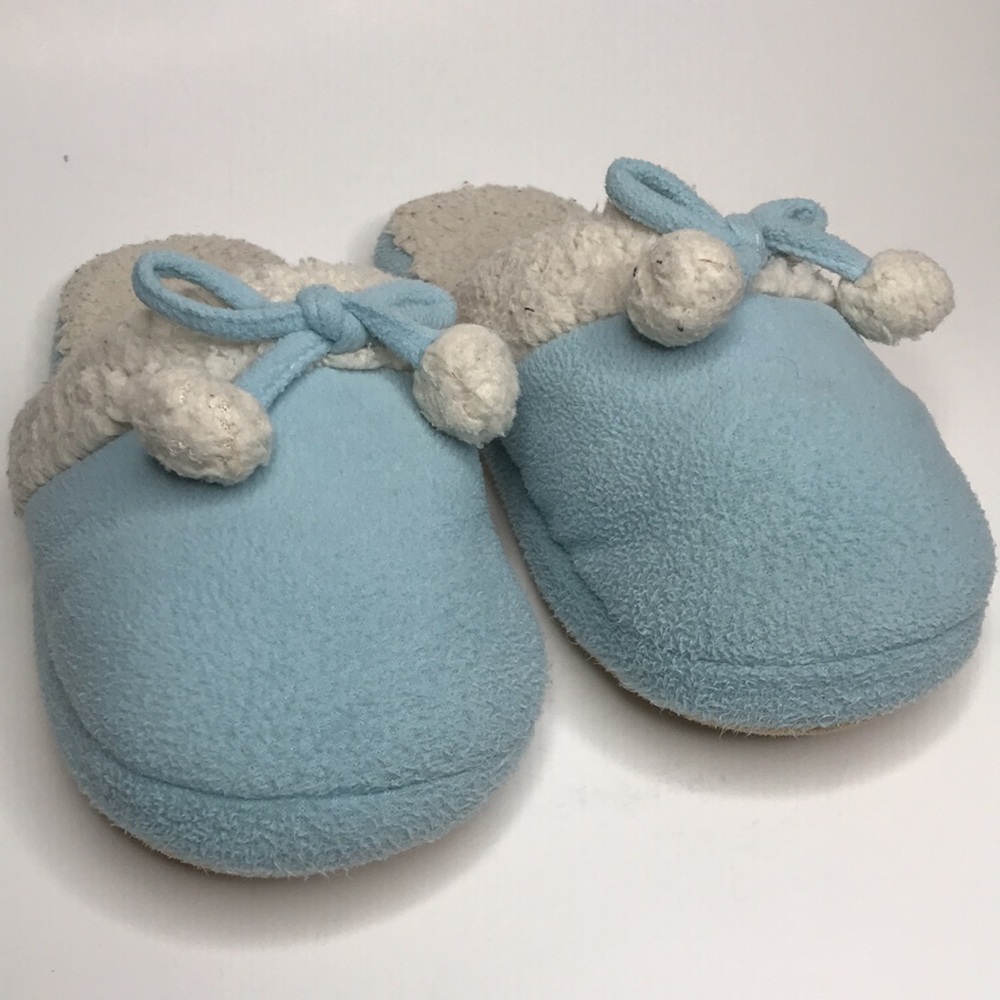 Old Navy Kids Fleece Slippers Size 3-4 Blue & Cream